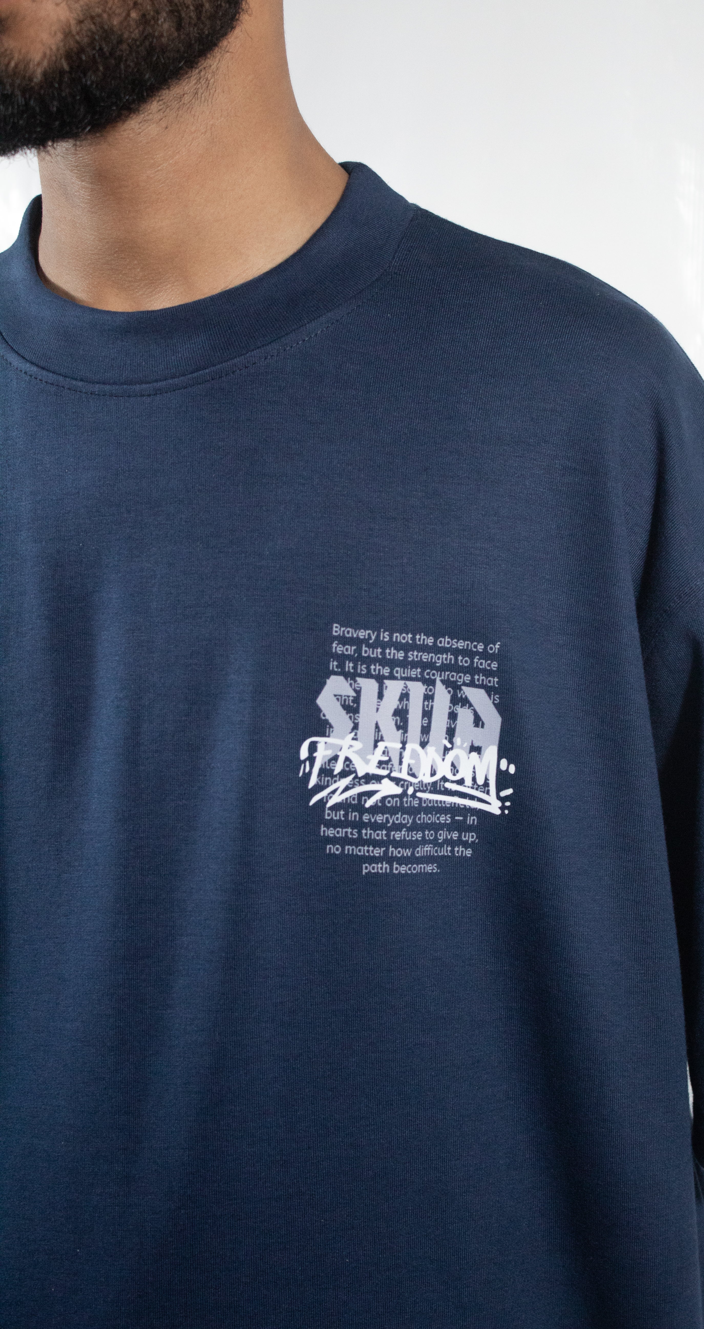 Freedom Navy Blue Oversized Tee - SKUA